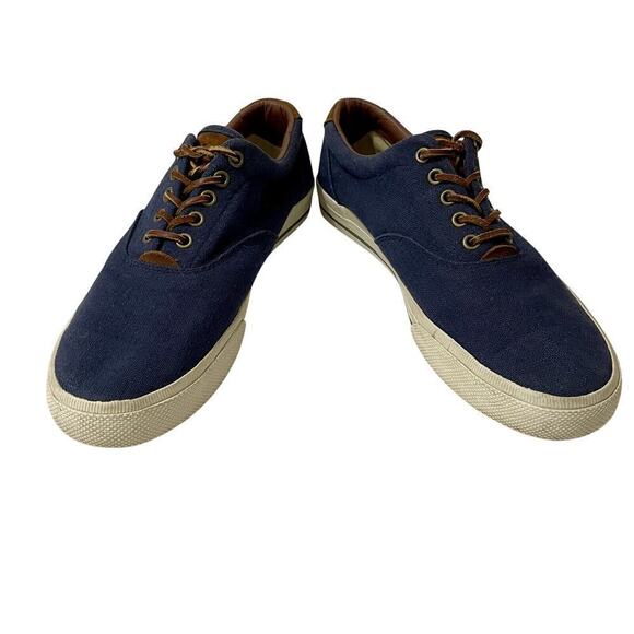 Polo Ralph Lauren Vaughn Sneaker Shoes 9.5 D Blue Canvas Lace Up Men Pre… - Picture 2 of 8